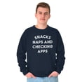 thumbnail image 1 of Snacks Naps Checking Apps Lazy Chill Unisex Plus Fleece Graphic Sweatshirt Brisco Brands 3X, 1 of 5
