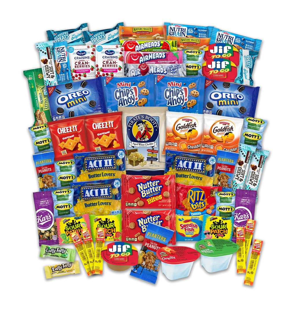Snacks Variety Pack for Adults Kids NSD3Students - 60 Sweet and Salty - Inmates Soldiers Men Women - Camp Care Package Gift Basket - College Treats, Office Snacks, Snack Packs by The LakeHouse