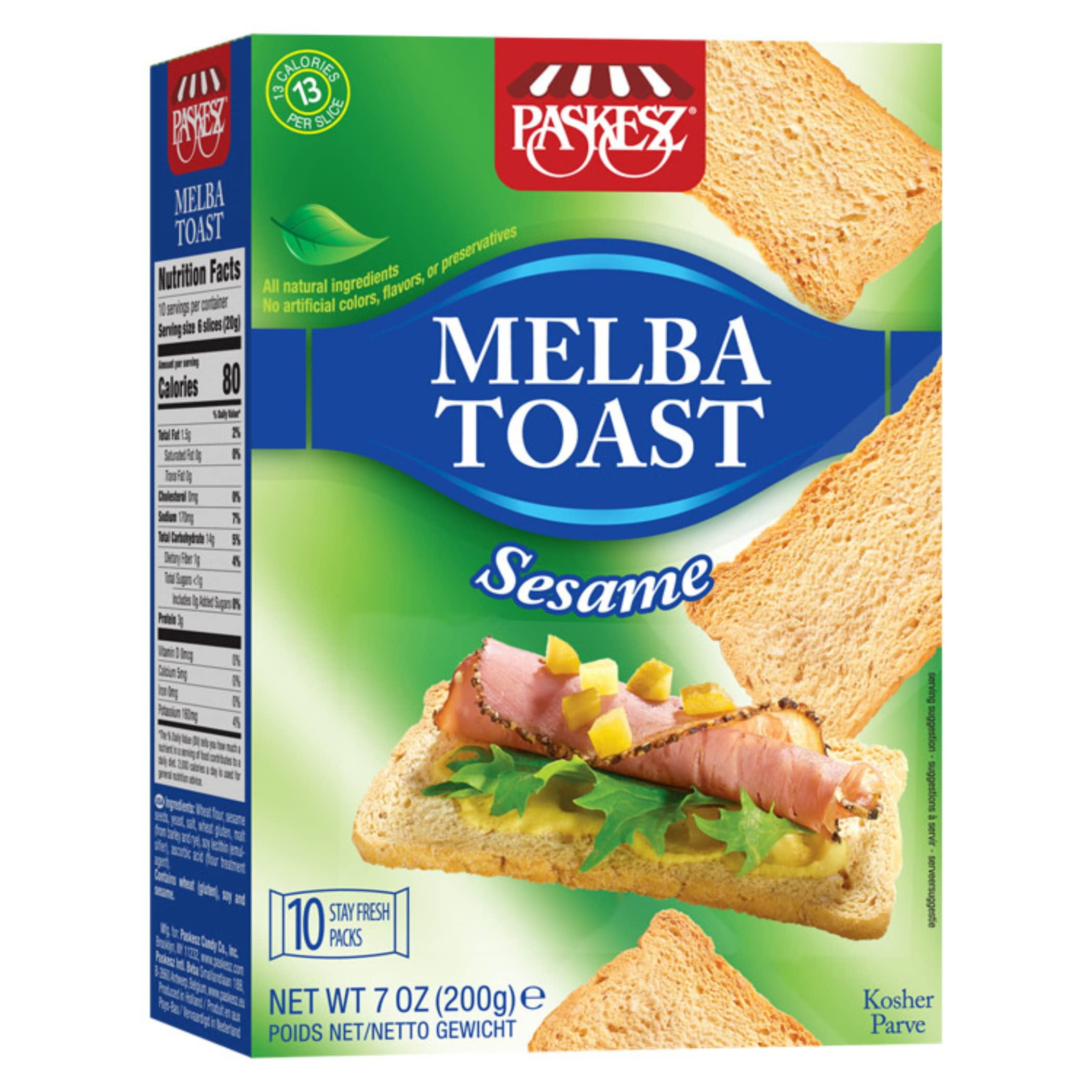 Snacktery Sesame Melba Toast Crackers Thin and Crispy Flatbread