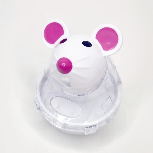 Snacky Mouse White Cat Toy Treat Dispensing Bobble Ball Food Dispenser