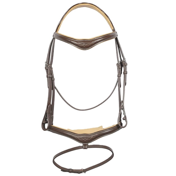 Snaffle Jumping Bridle |Premium English Bridle for Horses| Soft Padded Anatomical Designer Stitched & Brass Buckles English Jumping Bridle for Horses