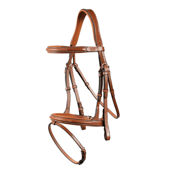 Snaffle Jumping Bridle |Premium English Bridle for Horses| Soft Padded Anatomical Designer Stitched & Brass Buckles English Jumping Bridle for Horses