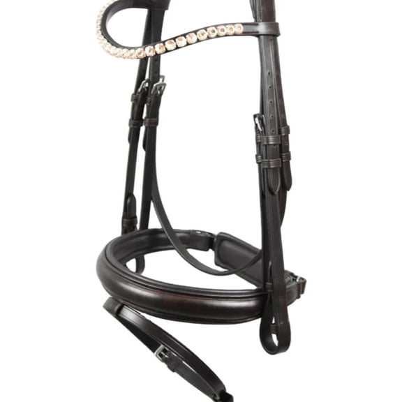 Snaffle Jumping Bridle |Premium English Bridle for Horses| Soft Padded Anatomical Designer Stitched & Brass Buckles English Jumping Bridle for Horses
