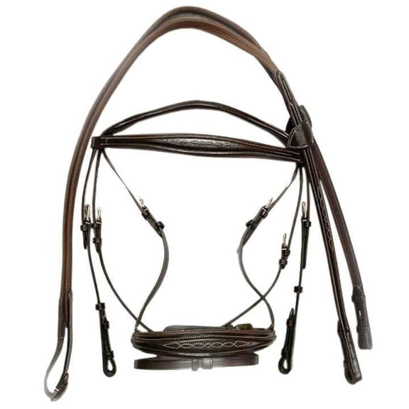Snaffle Jumping Bridle |Premium English Bridle for Horses| Soft Padded Anatomical Designer Stitched & Brass Buckles English Jumping Bridle for Horses