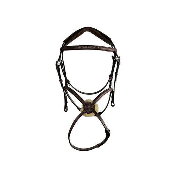 Snaffle Jumping Bridle |Premium English Bridle for Horses| Soft Padded Anatomical Designer Stitched & Brass Buckles English Jumping Bridle for Horses