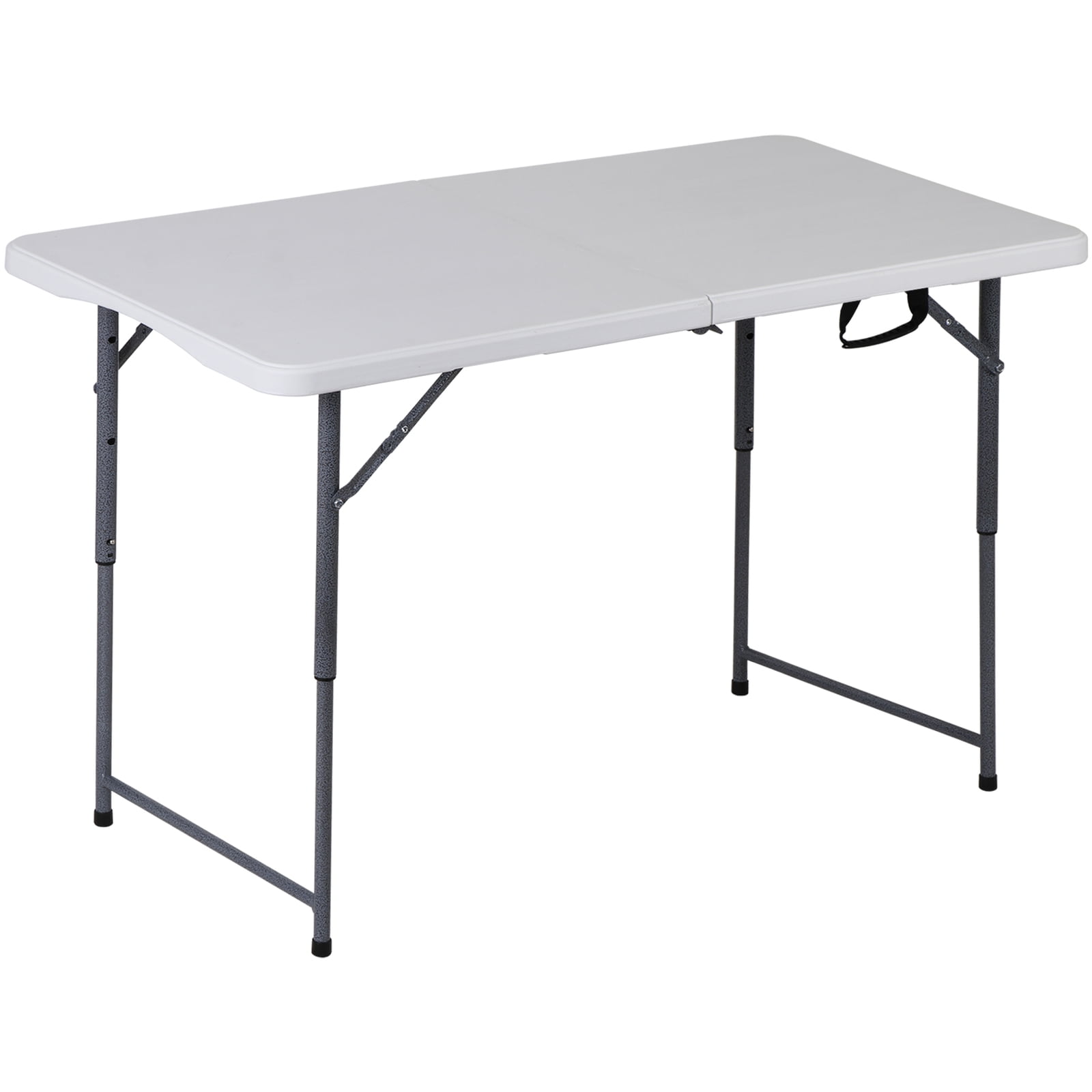 SnagHub Portable 4 Foot Plastic Folding Table, Indoor Outdoor Heavy Duty Fold-in-Half Picnic Party Camping Barbecues Table with Carrying Handle, White