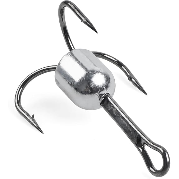 Snagging Hooks Weighted Treble Hooks - 4 count/8PCS Treble Hooks with Weight for Bass Salmon 5/0 6/0 8/0 10/0