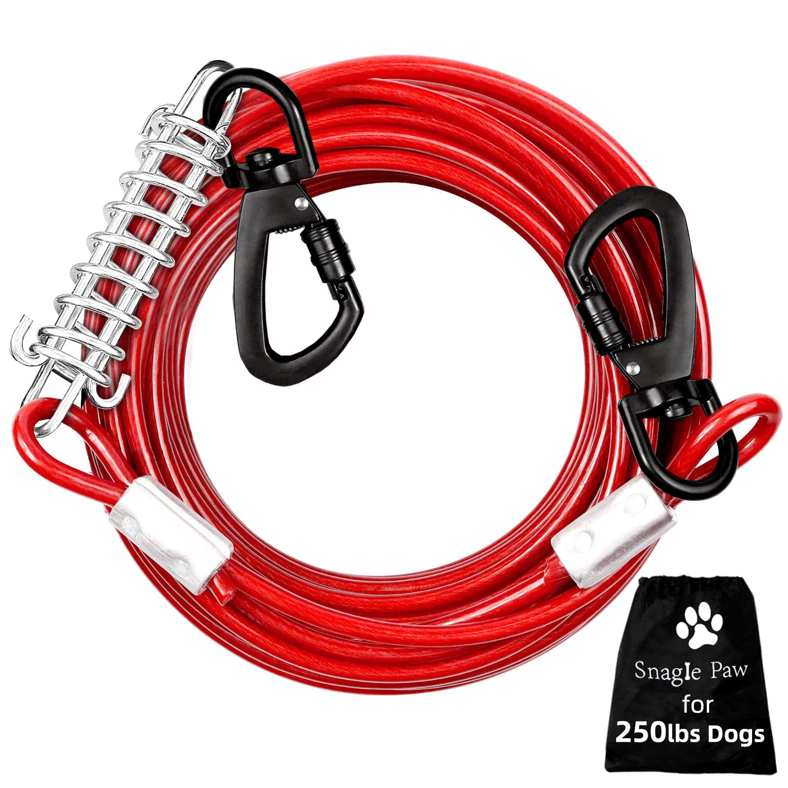 Snagle Paw Dog Tie Out Cable 50 FT for Dog Up to 250lbs Dog Leads