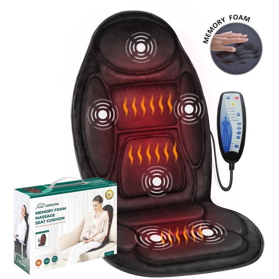 Snailax Back Massager with Heat, Soothing Memory Foam Massage Chair Pad for Home Use