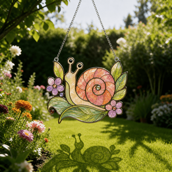 Snail Acrylic Suncatcher Window Hanging Gift for Mom, Stained Glass Style Garden Decor