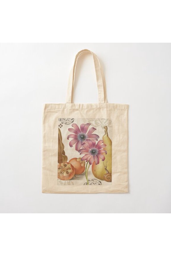 Snail And Pear Canvas Tote Bags, Reusable Shopping Bag