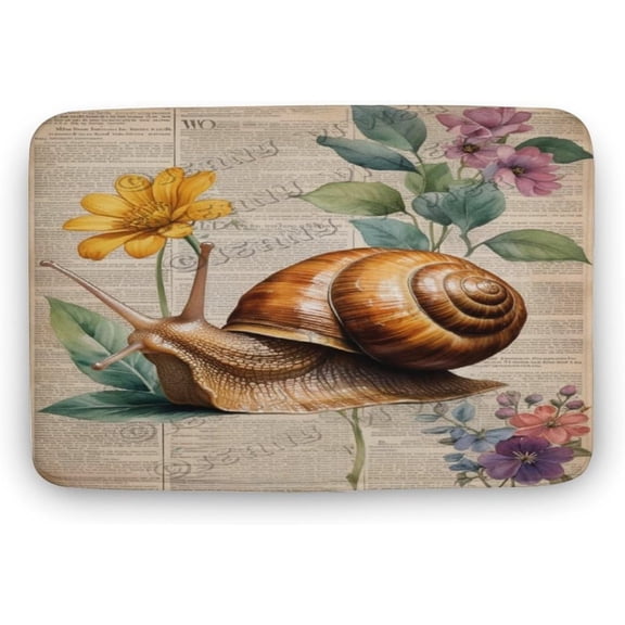 Snail Bath Rug, Soft Plush Microfiber Mat for Nature Lovers, Patio, Garden, or Bedroom, Spring Gift, 16x24 in
