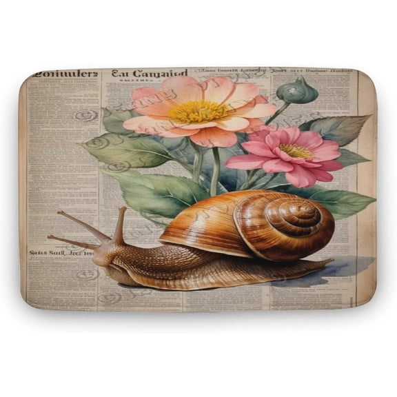 Snail Bath Rug, Soft Plush Microfiber Non-Slip Mat for Nature Lovers, Patio, Garden, or Bedroom, Spring Gift, 16x24 in