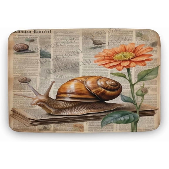 Snail Bath Rug for Nature Lovers, Soft Plush Microfiber Absorbent Non-Slip Mat for Patio, Garden, or Bedroom, Spring Gift, 16 x 24 in