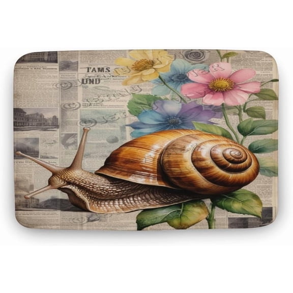 Snail Bath Rug for Nature Lovers, Soft Plush Microfiber Non-Slip Mat for Patio, Garden, or Bedroom, Spring Gift, 16 x 24 in