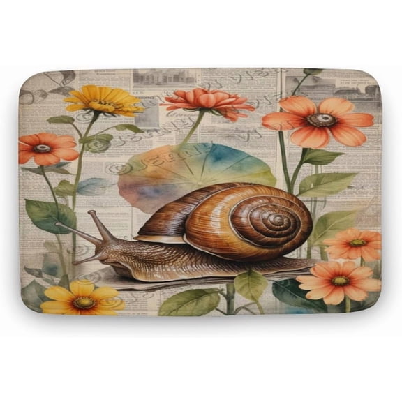 Snail Bathroom Bath Rug for Nature Lovers, Soft Plush Microfiber Absorbent Non-Slip Floor Mat, 16 x 24 in