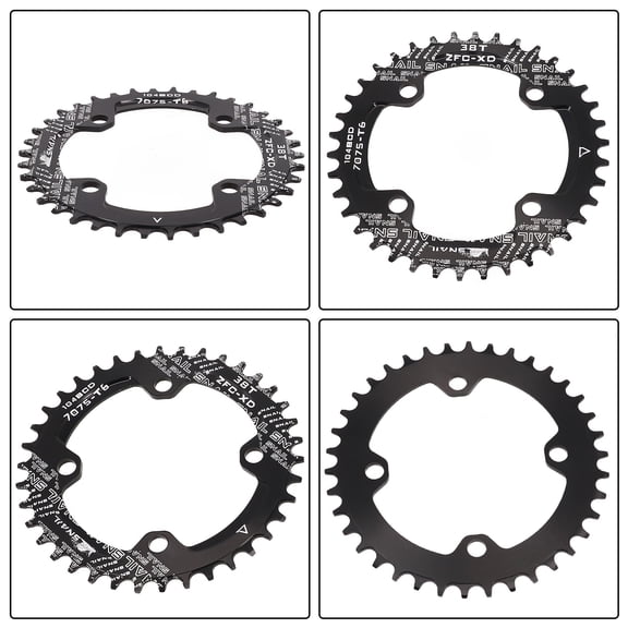 Snail Bearing Narrow Wide 1Pc Bicycle Chainwheel Round Oval Disc Bike Cycling 38T Black Round
