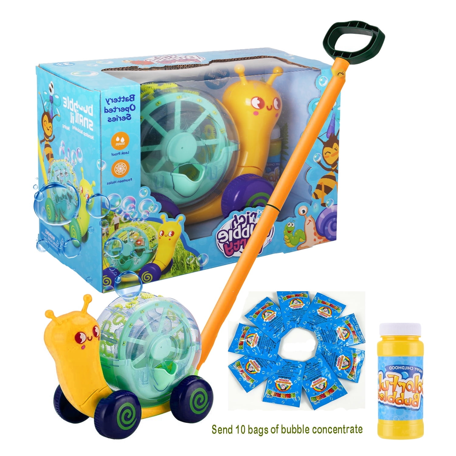 Snail Bubble Toy for Kids,Automatic Bubble Blower Maker Machine Toddler Toys ,Sports \u0026 Outdoor Party Play Toddler Toys for Ages 3 Years+,Christmas Birthday Gifts for Boys GirlsYellow