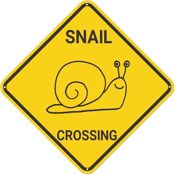 Snail Crossing Sign Warning Sign, Snail Sign Snail Decor, Funny Animal Wall Decor for Home/Farmouse/Yard, Quality Metal Tin Sign 12"x12"