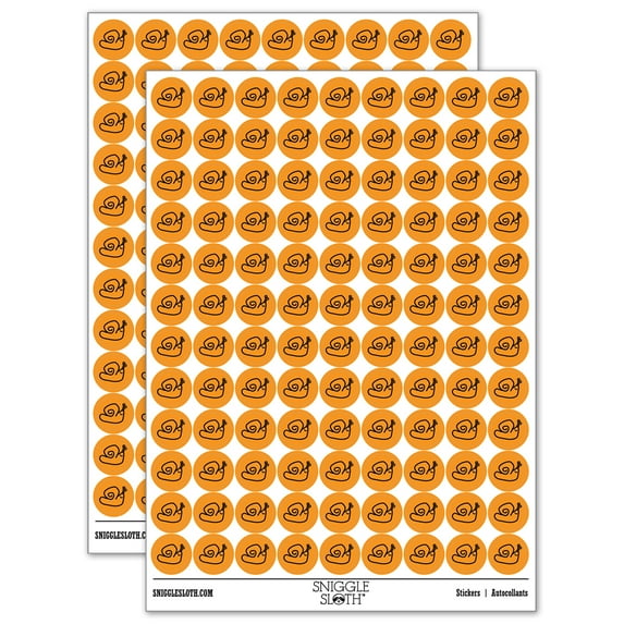 Snail Doodle 200+ Round Stickers - Orange - Gloss Finish - 0.50" Size