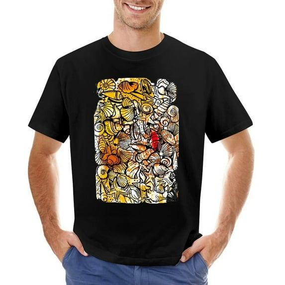 Snail Escargot Clam Men’s Graphic T-shirt Vintage Short Sleeve Sport Tee Black XS