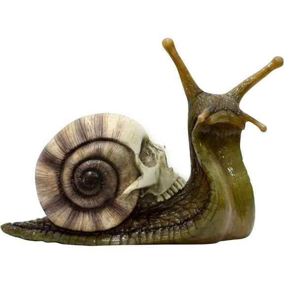 Snail Figurine, Halloween Snail Skull Sculpture,Garden Statue Figurine,Snail Patio Figurine Crafts for Mini Fairy Garden Fish Tank Ornament (Yellow)