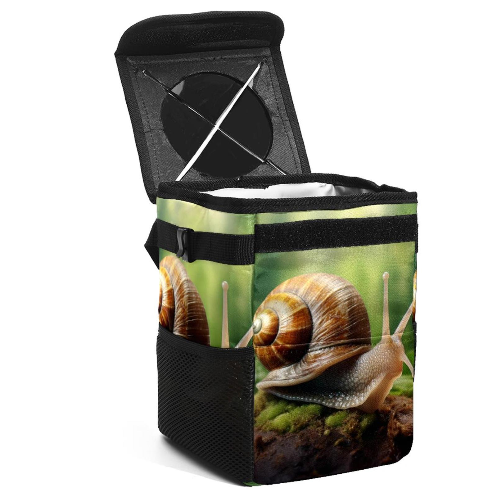 Snail Foldable Mini Trash Can with Lid - Leak-Proof Car Garbage Can for ...