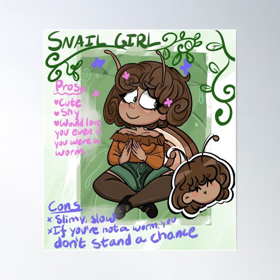 Snail Girl Poster Wall Art, Modern Wall Decor For Living Room Bedroom, 16x24 UNFRAMED