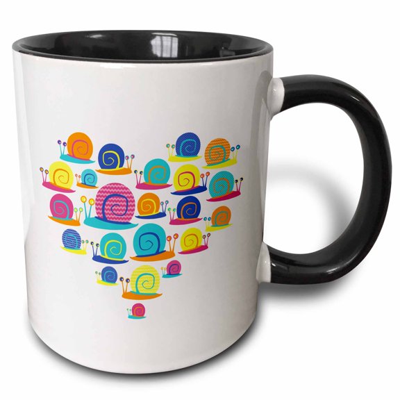 3drose, Snail Heart I Love Snails, 11oz Two-tone Black Mug