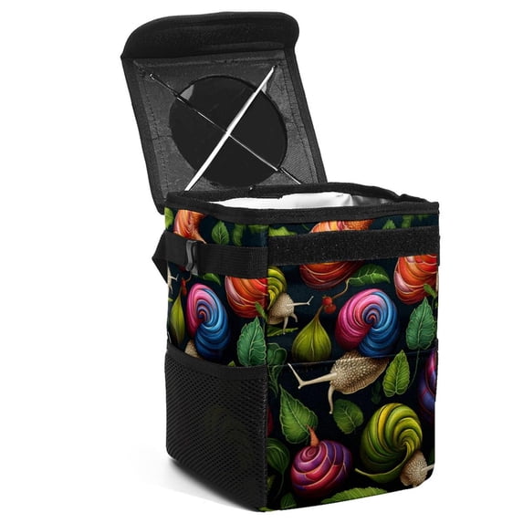 Snail Mini Trash Can Car Garbage Can Car Trash Can Foldable with Lid Leak-Proof Hanging Storage Bag