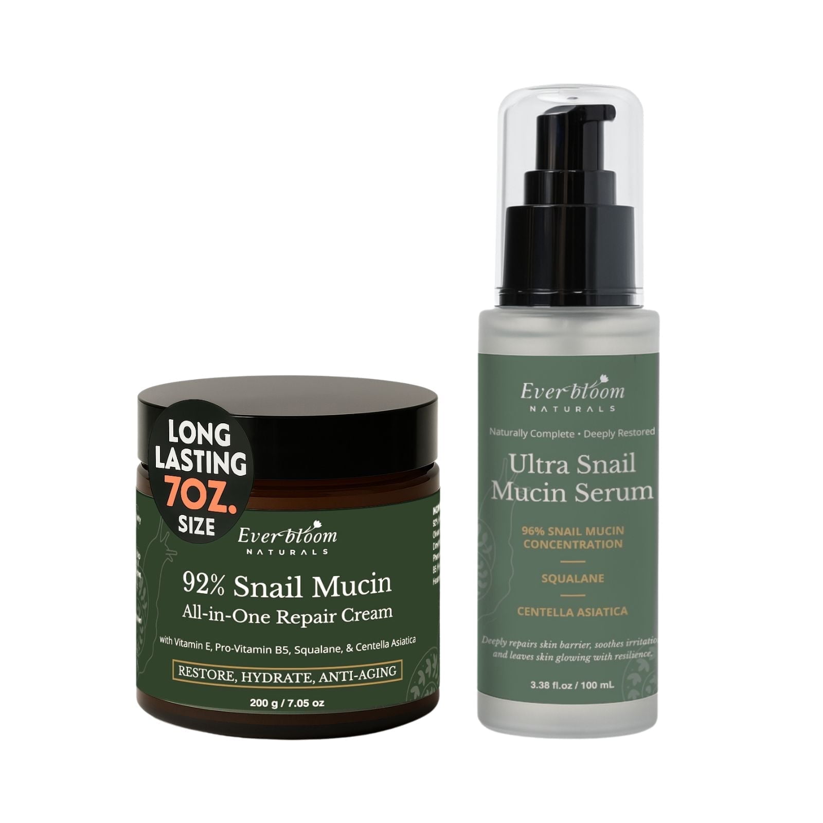 Snail Skincare Gift Set - Hydrating Repair Serum and Moisturizer, 2 Piece Set