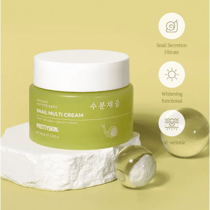Snail Multi Cream, Toner, Emulsion, Serum For Face & Neck 100ml (3.38 fl oz) Asian- Korean Hydrating, Whitening, Anti-Wrinkle Effect By PRETTYSKIN