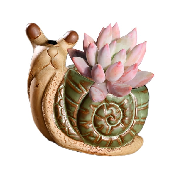 Snail Plant Container Flowerpot Garden Container Ceramic Fleshy Plant Holder for Home Desk Ornament