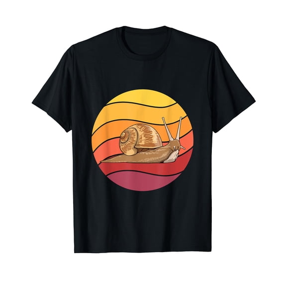Snail Retro Sunset Slug Snails Black T-Shirt