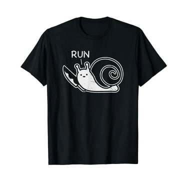 Snail Run Funny Murderous Slug With Knife Animal Lover Gift Black T-Shirt