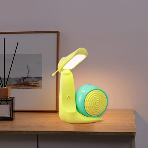 Snail-Shaped LED Desk Lamp - USB Rechargeable, Foldable & Portable Night Light for Kids, Study, Bedroom (6.7 Inch, Eye-Care) Green