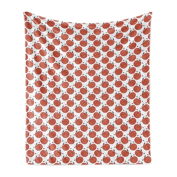 Snail Soft Flannel Fleece Throw Blanket, Childish Style Forest Insects Forming Spiral Helix Exotic Creatures, Cozy Plush for Indoor and Outdoor Use, 60" x 80", Vermilion Grey and White, by Ambesonne