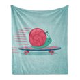 thumbnail image 1 of Snail Soft Flannel Fleece Throw Blanket, Hipster Animal on a Skateboard Youth Motion Full of Life Joyful, Cozy Plush for Indoor and Outdoor Use, 60" x 80", Pale Blue Magenta, by Ambesonne, 1 of 5