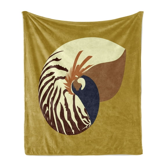 Snail Soft Flannel Fleece Throw Blanket, Nautilus Shell Nautical Underwater Creature in Earth Tones Marine, Cozy Plush for Indoor and Outdoor Use, 70" x 90", Pale Coffee Caramel, by Ambesonne