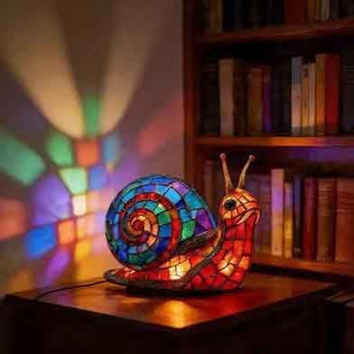 Snail Style Stained Glass Accent Table Lamp for Home Decoration