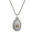 thumbnail image 1 of Snail Trail Slow Down Antiqued Oval Charm Pendant with Chain, 1 of 4