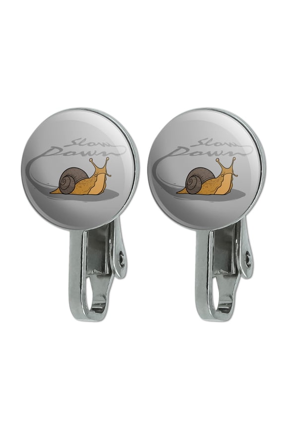 Snail Trail Slow Down Novelty Clip-On Stud Earrings