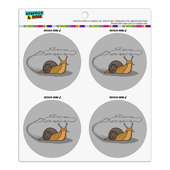 Snail Trail Slow Down Refrigerator Fridge Locker Vinyl Circle Magnet Set