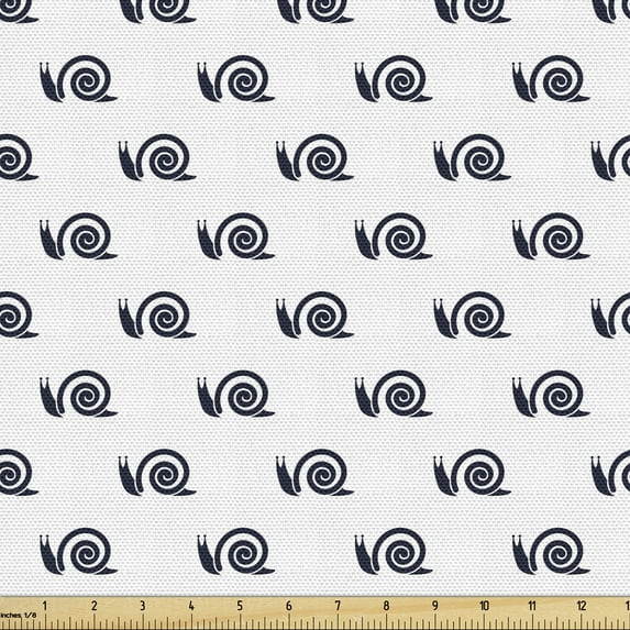 Snail Upholstery Fabric by the Yard, Monochromatic Multitude Repetitive Shell Insects Graphical Abstract Drawings, Decorative Fabric for DIY and Home Accents, White Charcoal Grey by Ambesonne