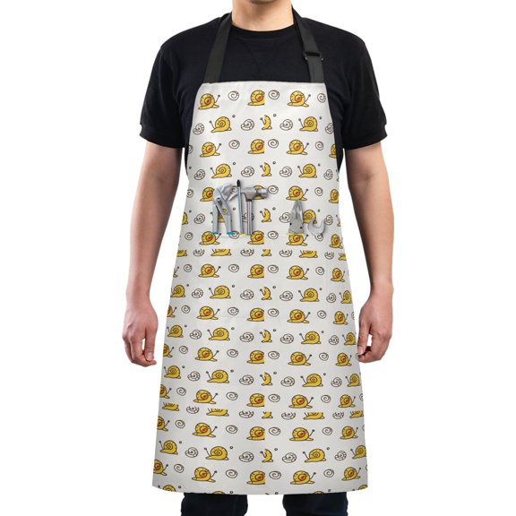 Snail and Conch Kitchen Apron with 2 Pockets Adjustable waterproof Cooking Aprons for Women Men Chef