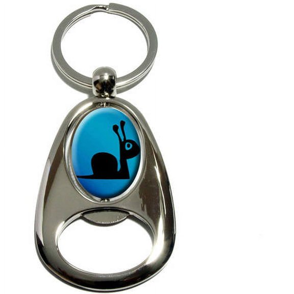 Snail's Pace, Chrome Plated Metal Spinning Oval Design Bottle Opener Keychain Key Ring