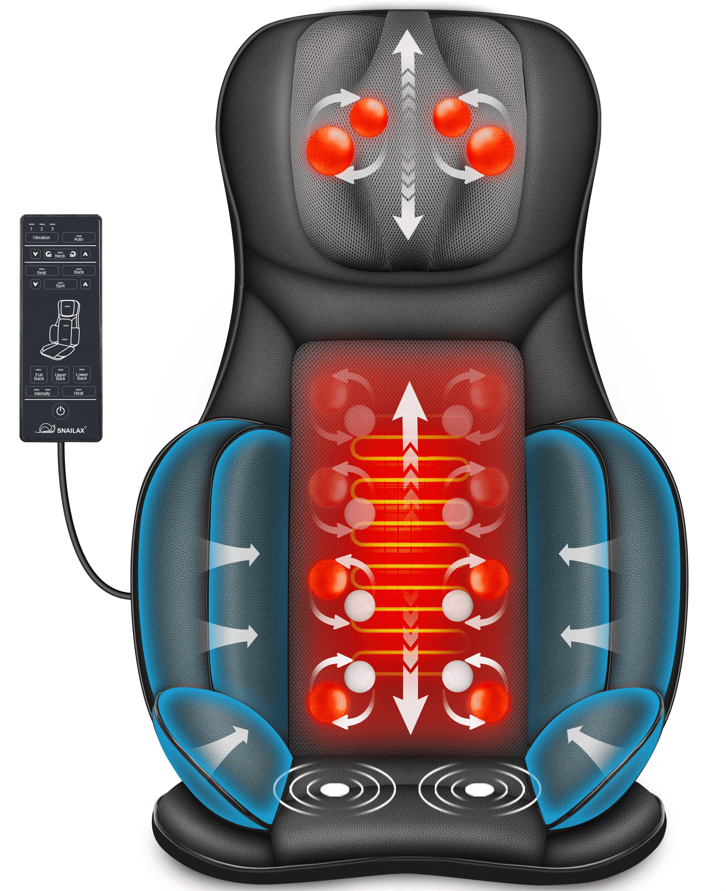 Snailax Back Massager with Heat & Deep Kneading, Adjustable
