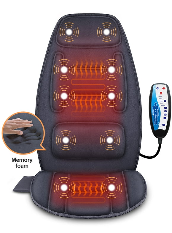 Snailax Back Massager Chair Pad, 10 Motors Massage Seat Cushion with Heat, Extra Memory Foam Car Massager, Gifts