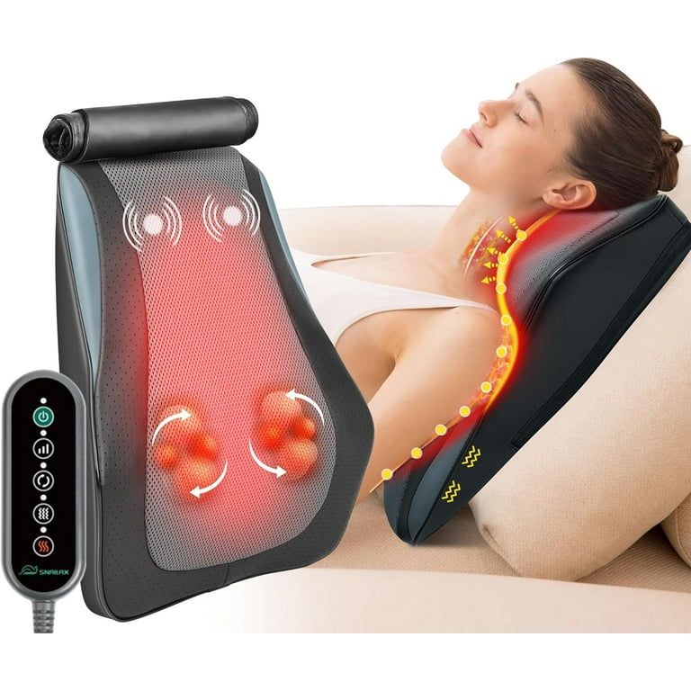 Snailax Back Massager for Back Pain Deep Tissue Shiatsu Lower Back Neck Massager with Heat 3D Kneading Massage Pillow for Back Neck Shoulder Legs