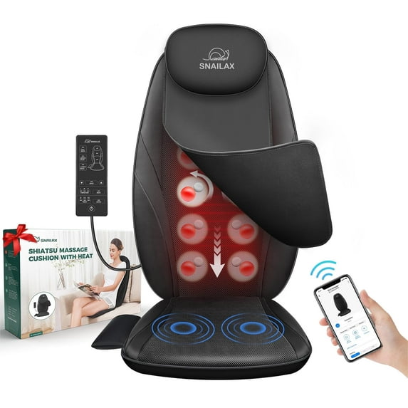 Snailax Massage Pad App Control, Back Massager with Soothing Heat, Electric Deep Kneading Full Body Massage Chair, Gifts